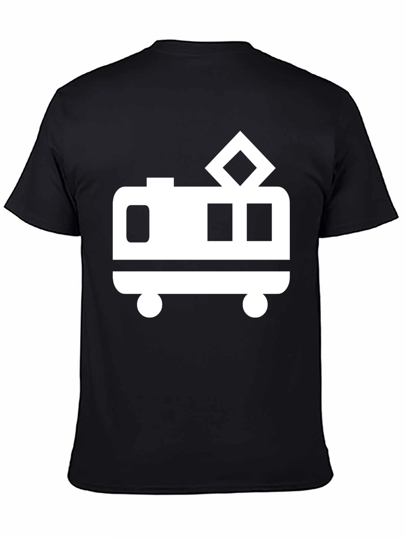 Black T-Shirt with Trolley Graphic