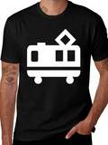 Black T-Shirt with Trolley Graphic