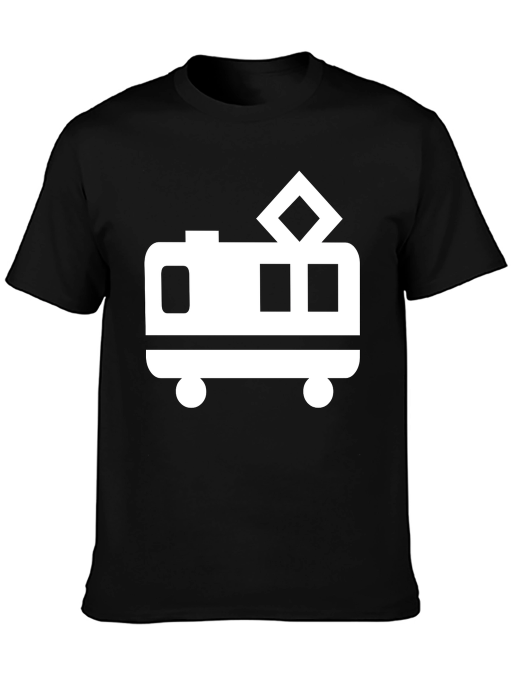 Black T-Shirt with Trolley Graphic