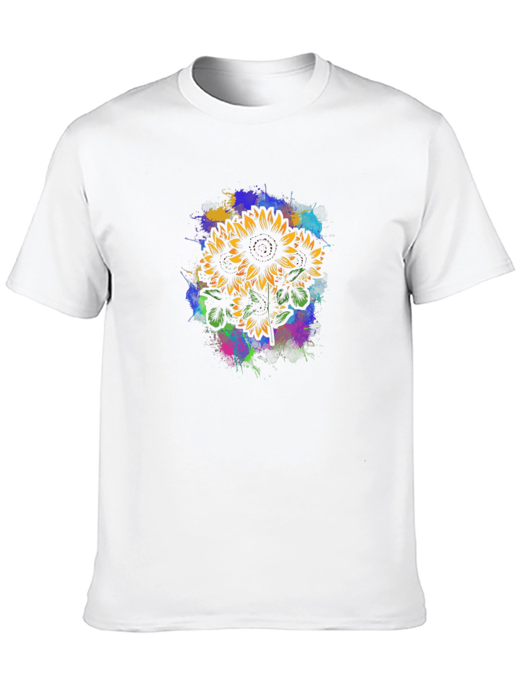 Sunflower Splatter Graphic Tee - Black