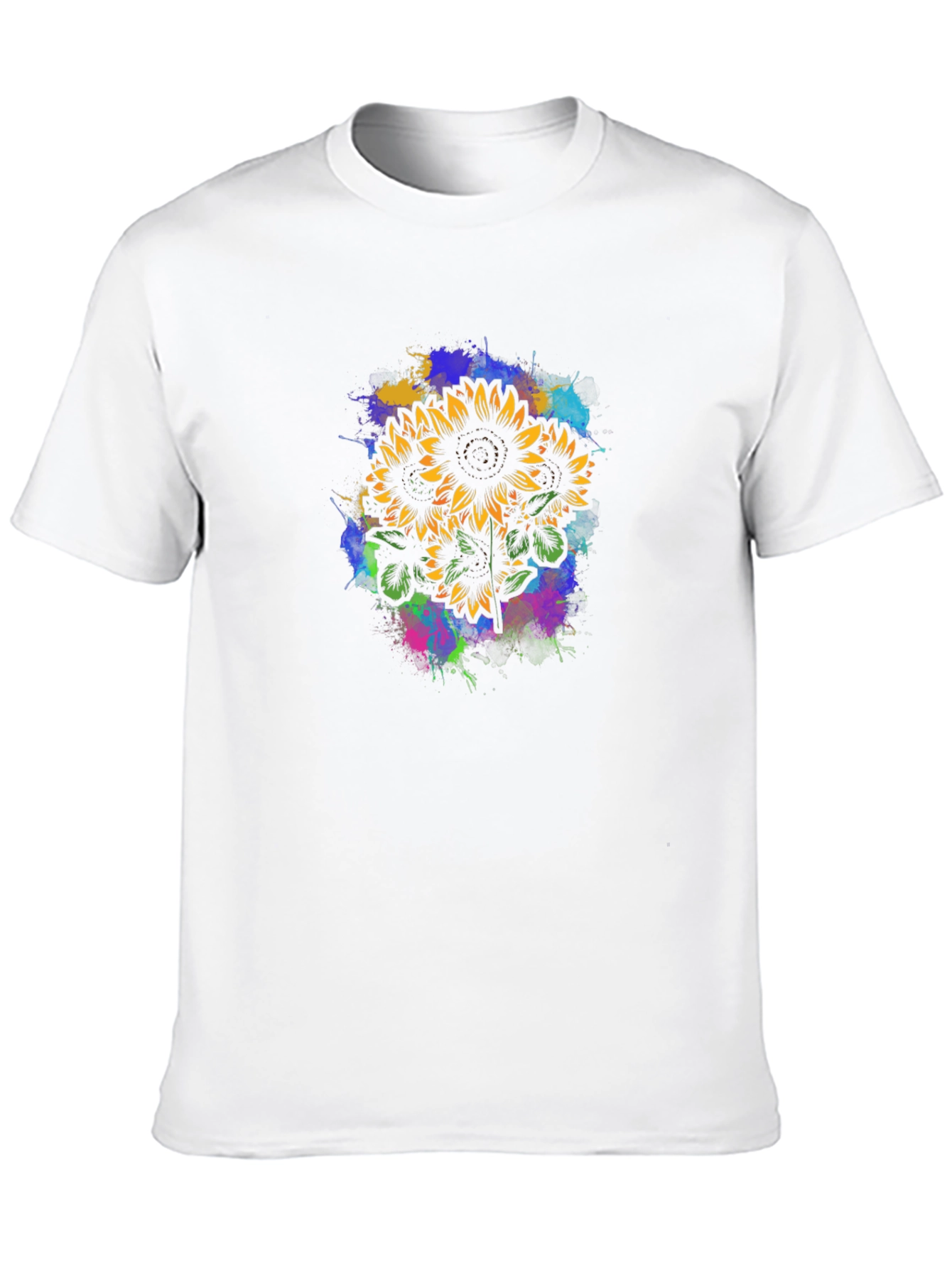 Sunflower Splatter Graphic Tee - Black
