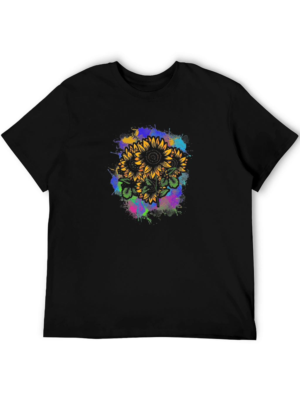 Sunflower Splatter Graphic Tee - Black