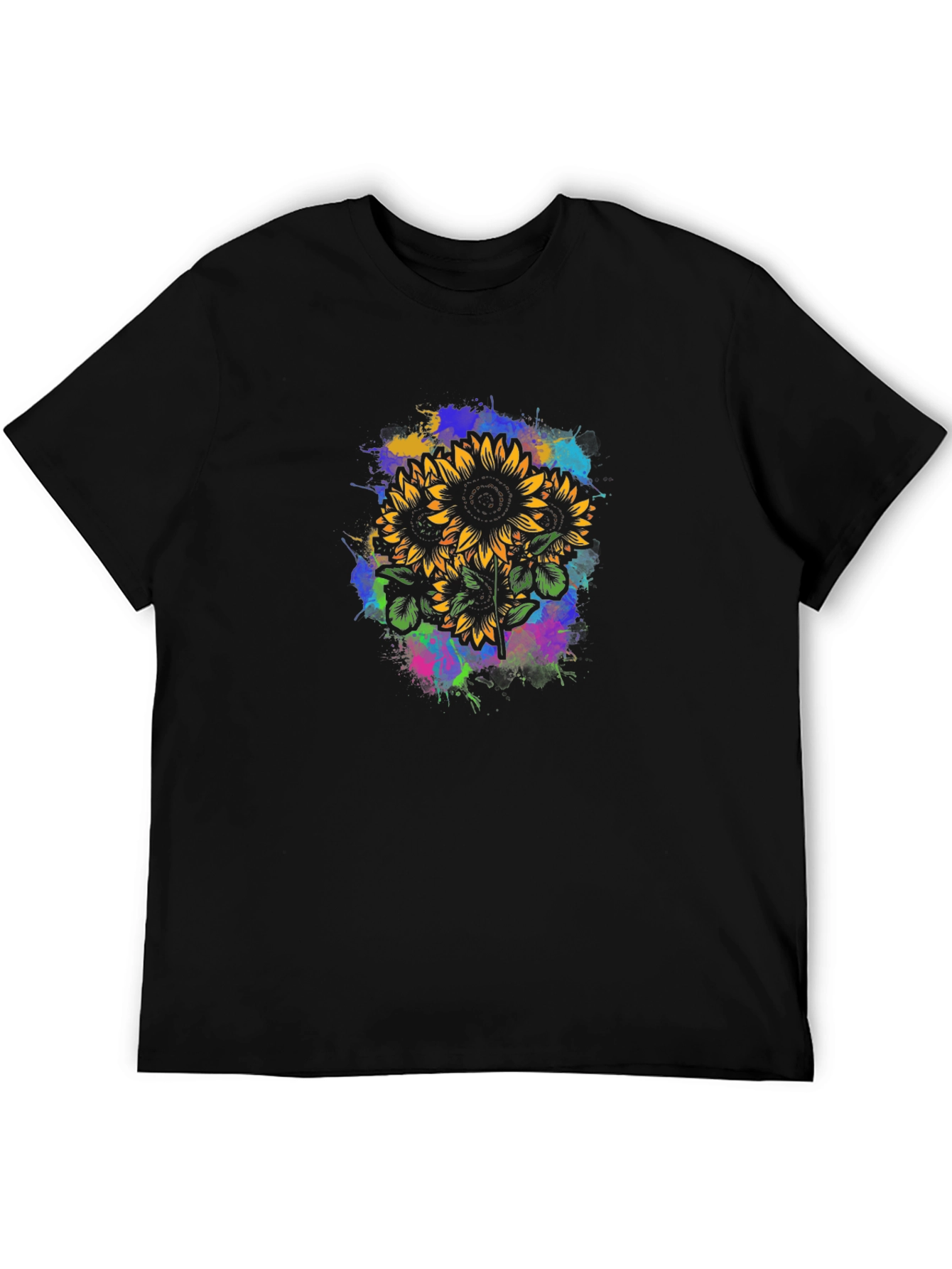 Sunflower Splatter Graphic Tee - Black
