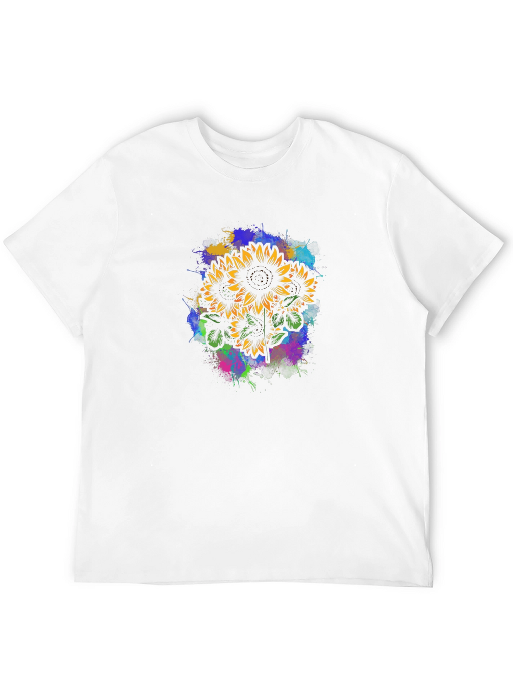 Sunflower Splatter Graphic Tee - Black
