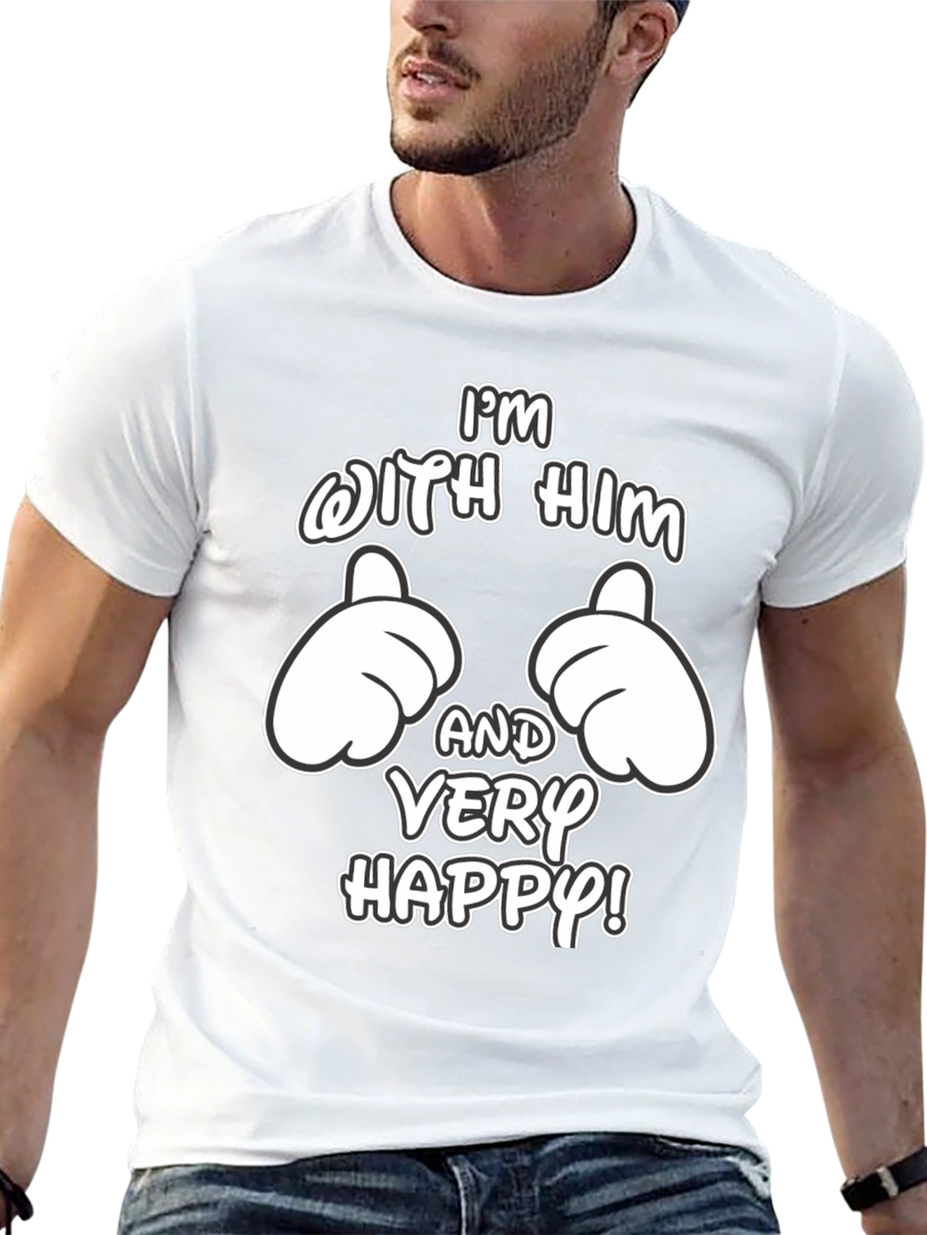 Funny Matching Couple Im With Him T-Shirt