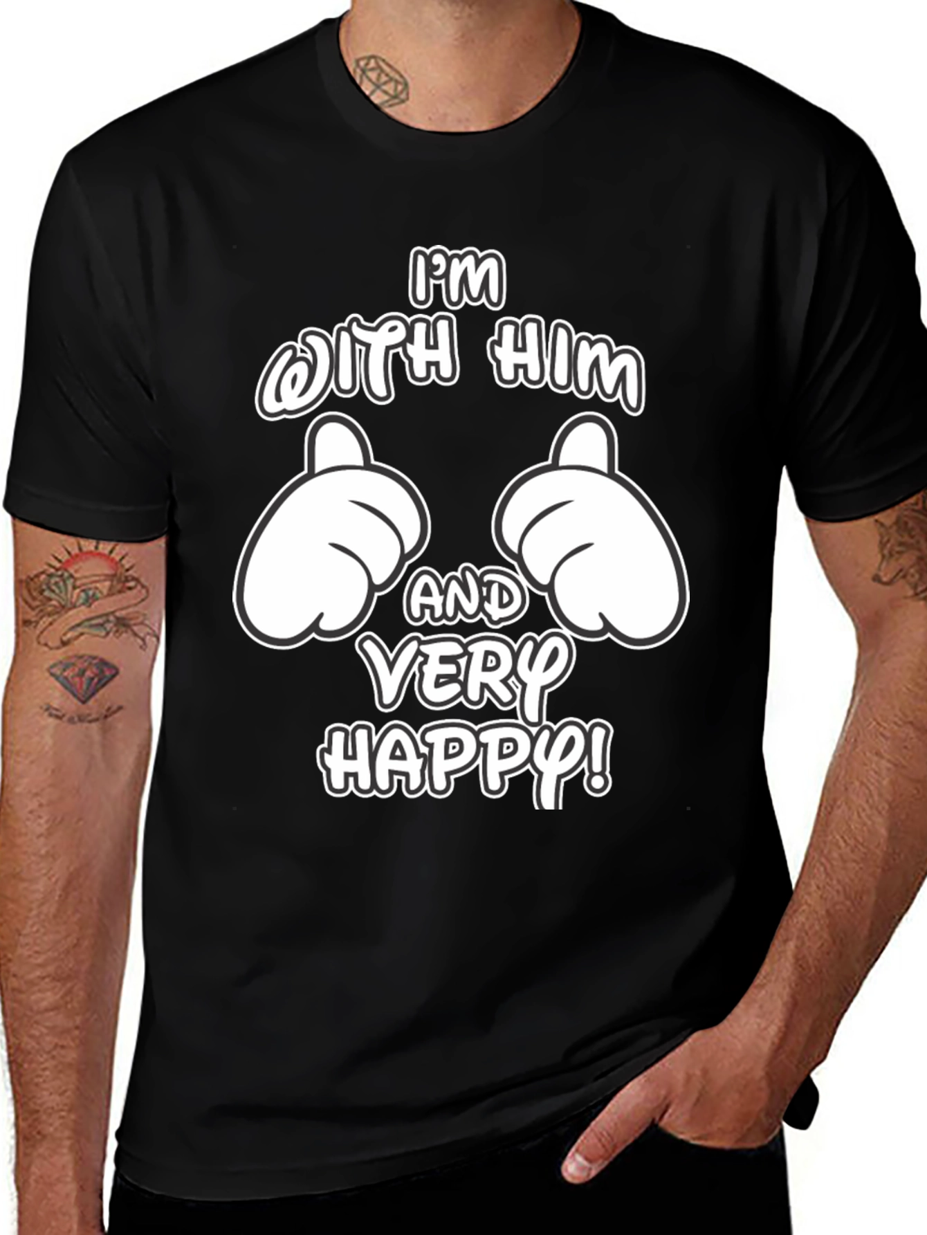Funny Matching Couple Im With Him T-Shirt
