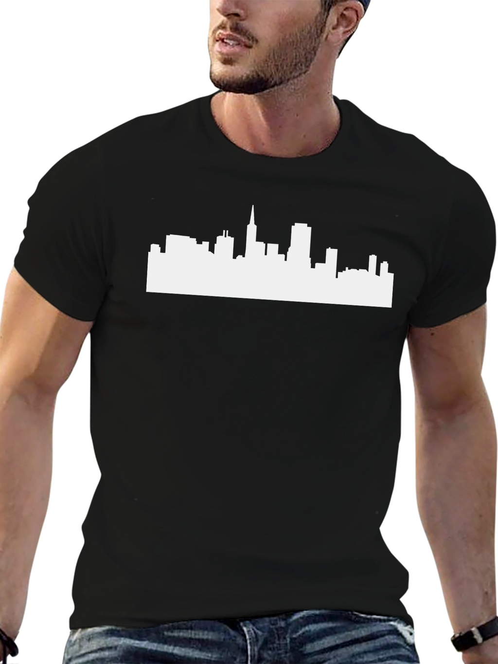 Cityscape Graphic Tee - Black Cotton Blend