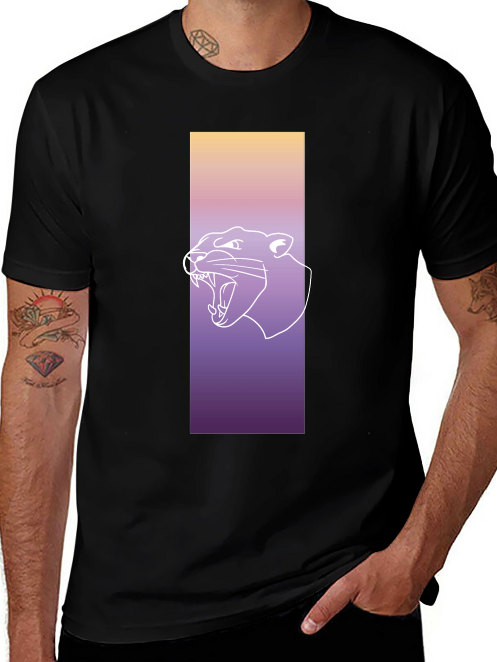 Gradient Panther Graphic Tee - Modern Streetwear Style