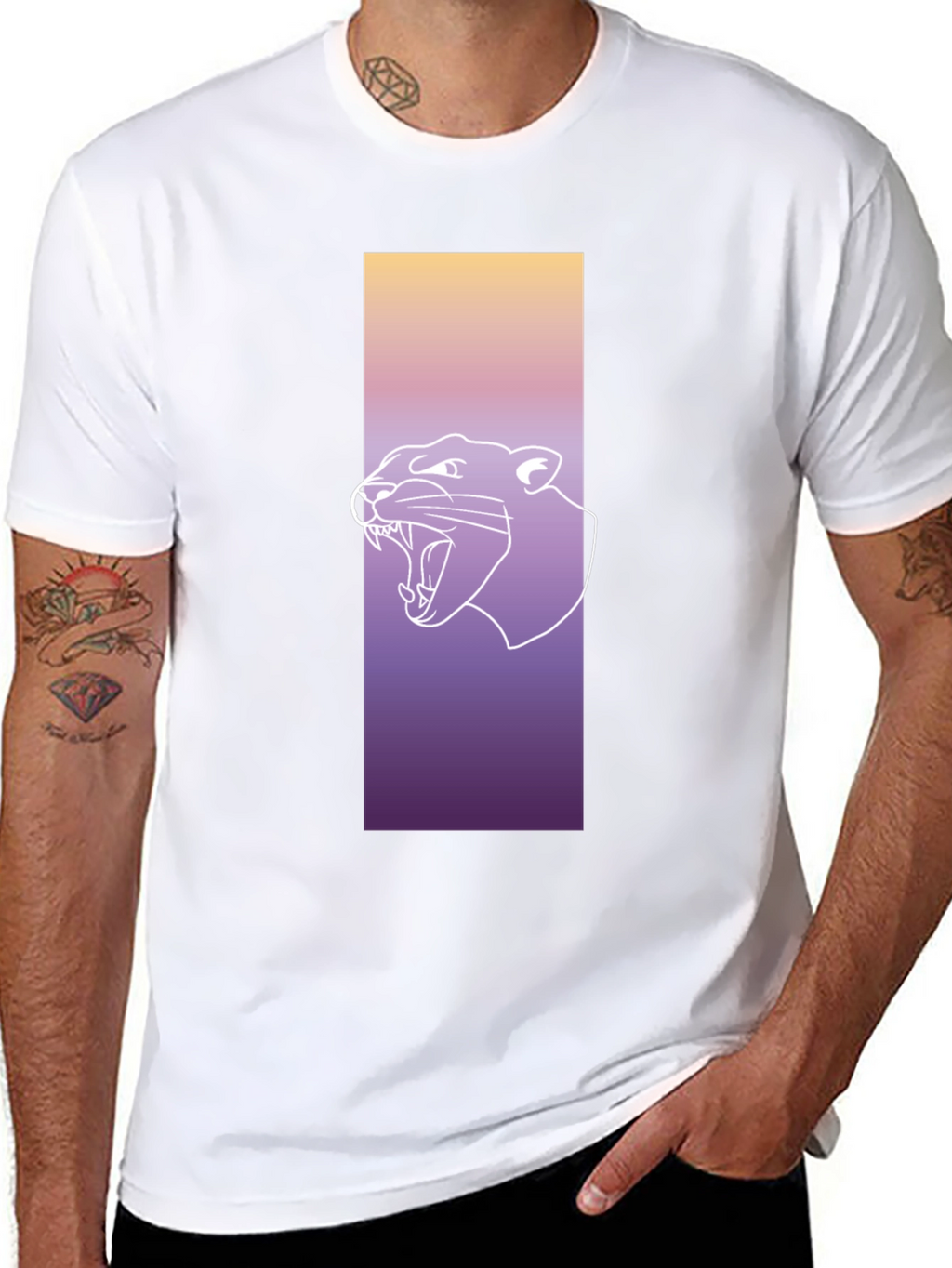 Gradient Panther Graphic Tee - Modern Streetwear Style