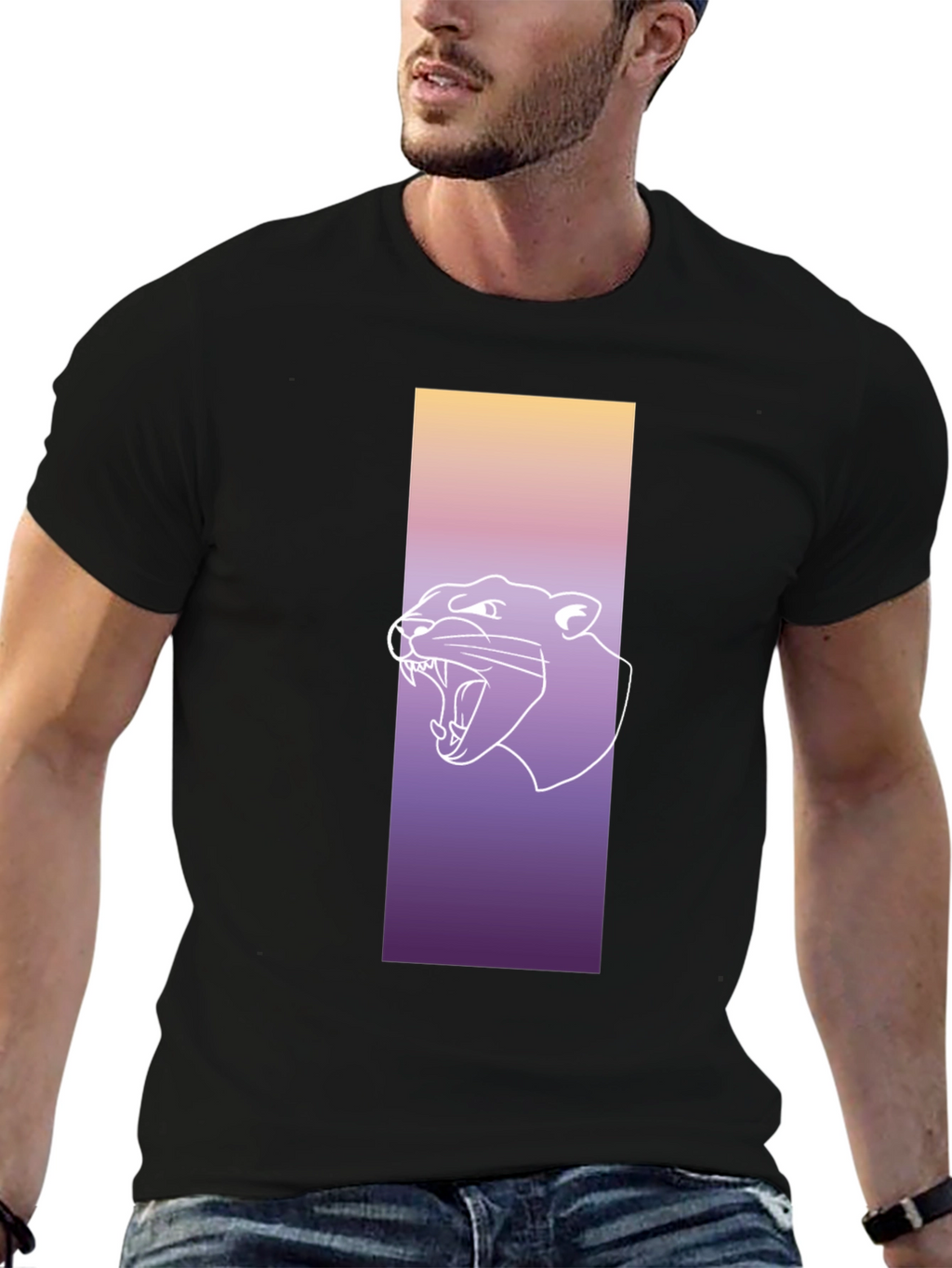 Gradient Panther Graphic Tee - Modern Streetwear Style