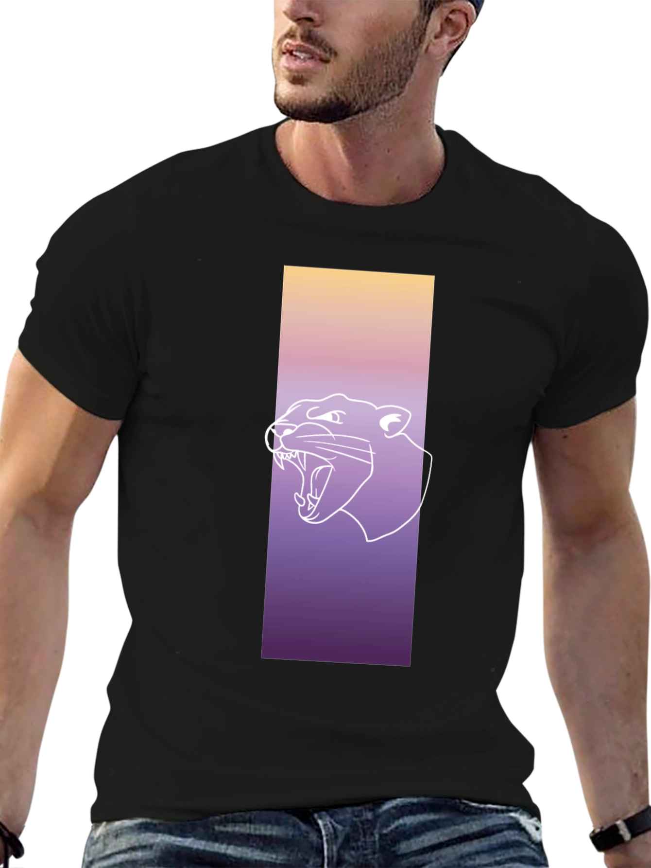 Gradient Panther Graphic Tee - Modern Streetwear Style