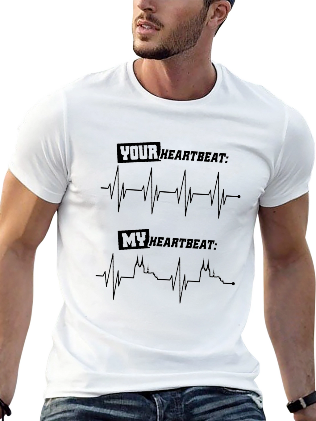 Heartbeat Graphic Tee - Your Heartbeat My Heartbeat Design
