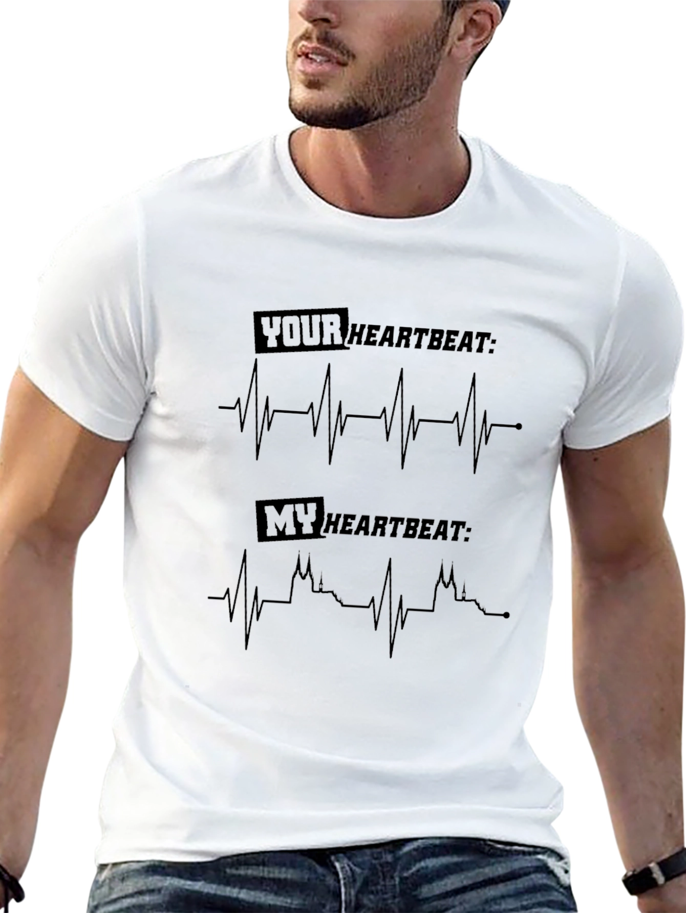 Heartbeat Graphic Tee - Your Heartbeat My Heartbeat Design