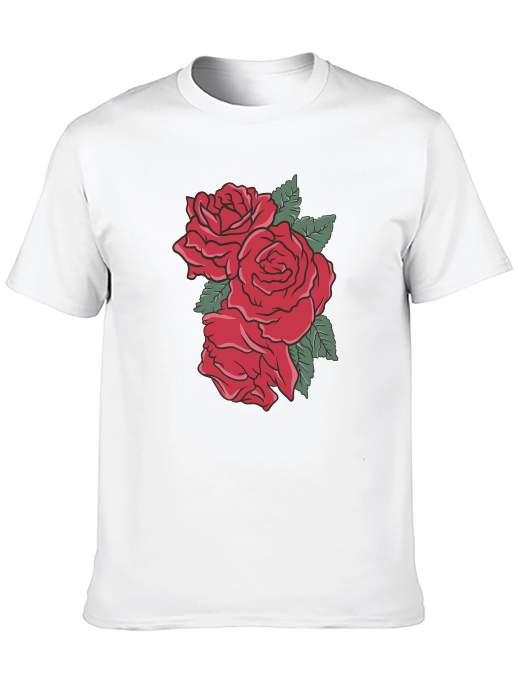Mens Black T-shirt with Rose Graphic