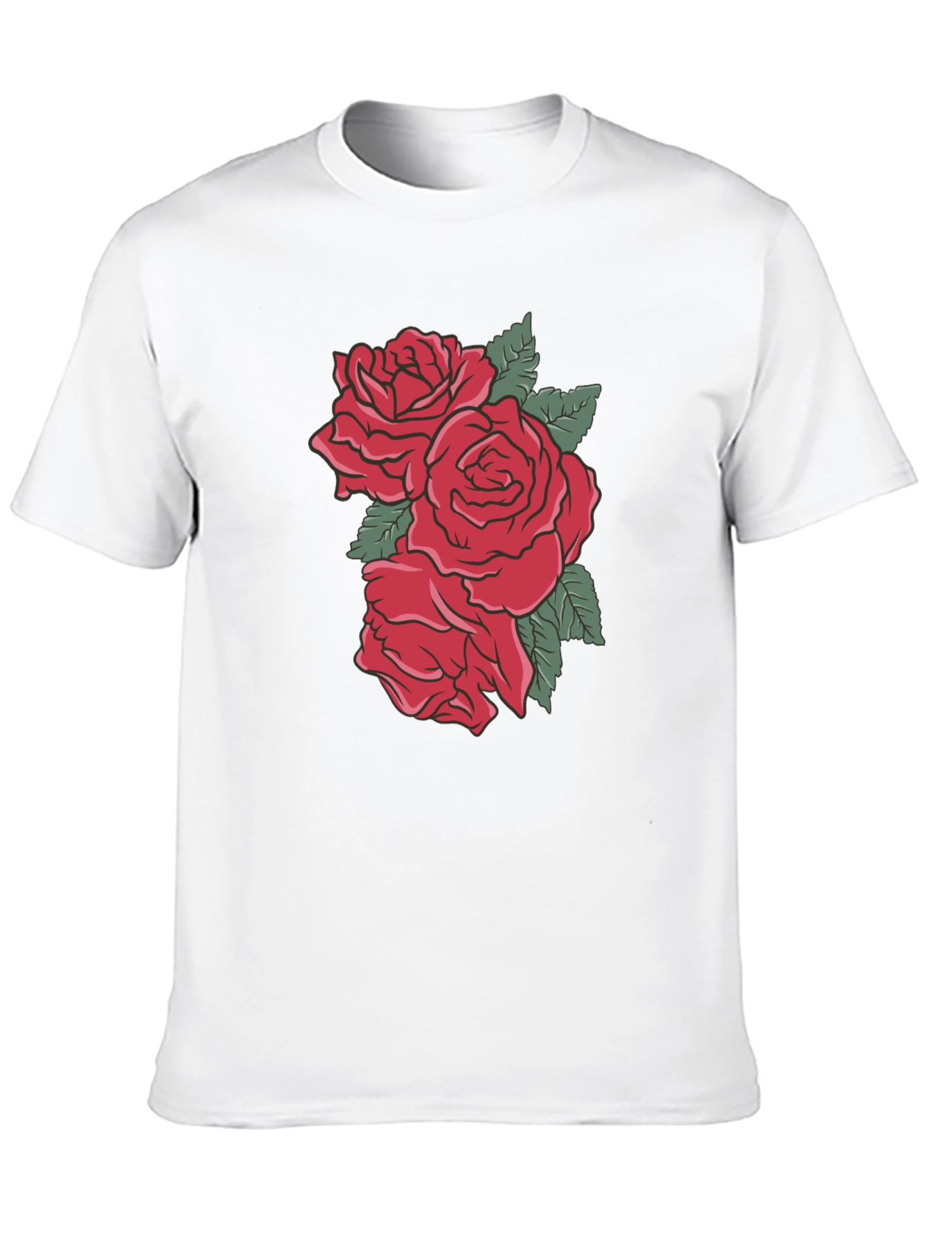 Mens Black T-shirt with Rose Graphic