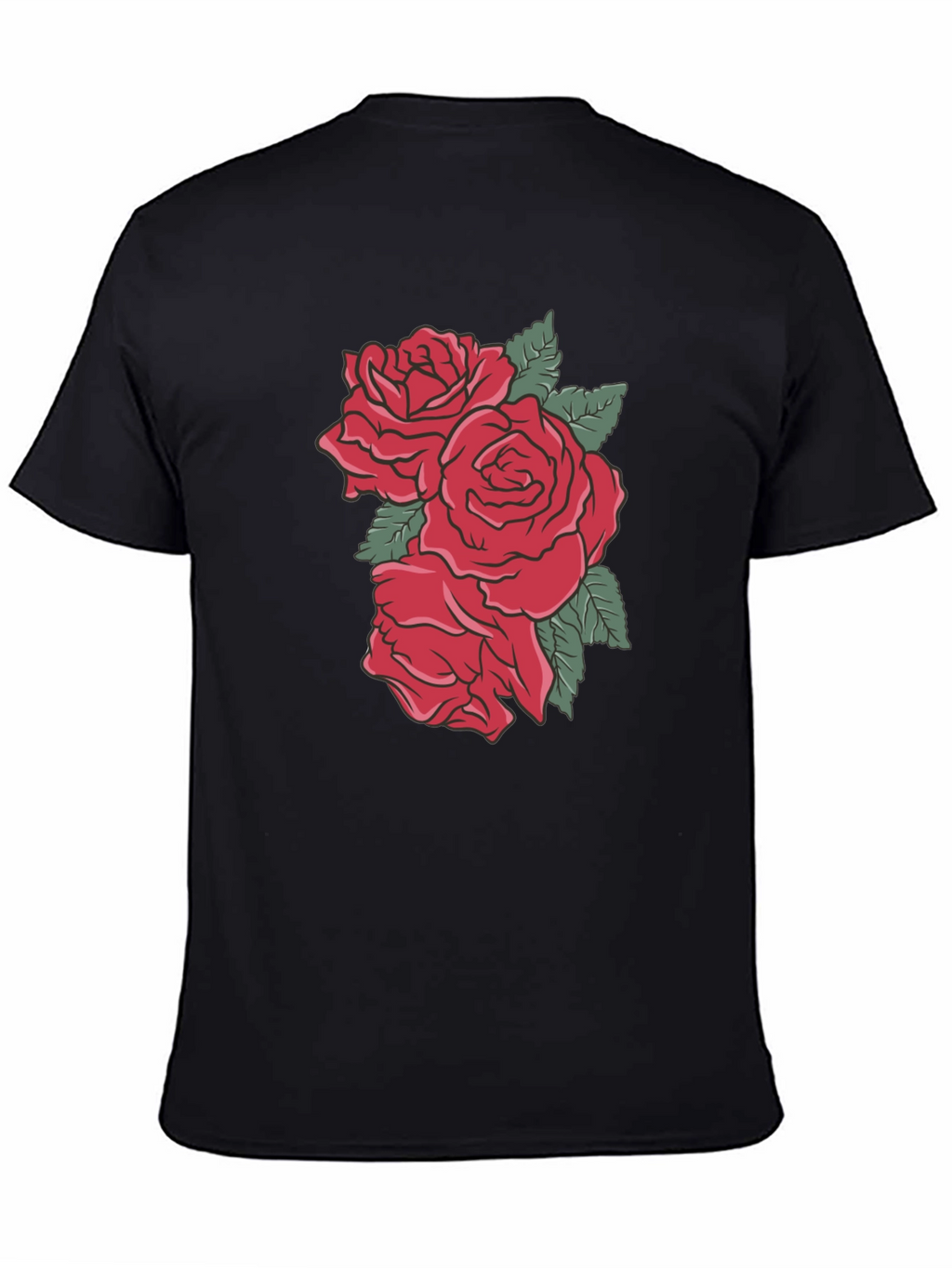 Mens Black T-shirt with Rose Graphic
