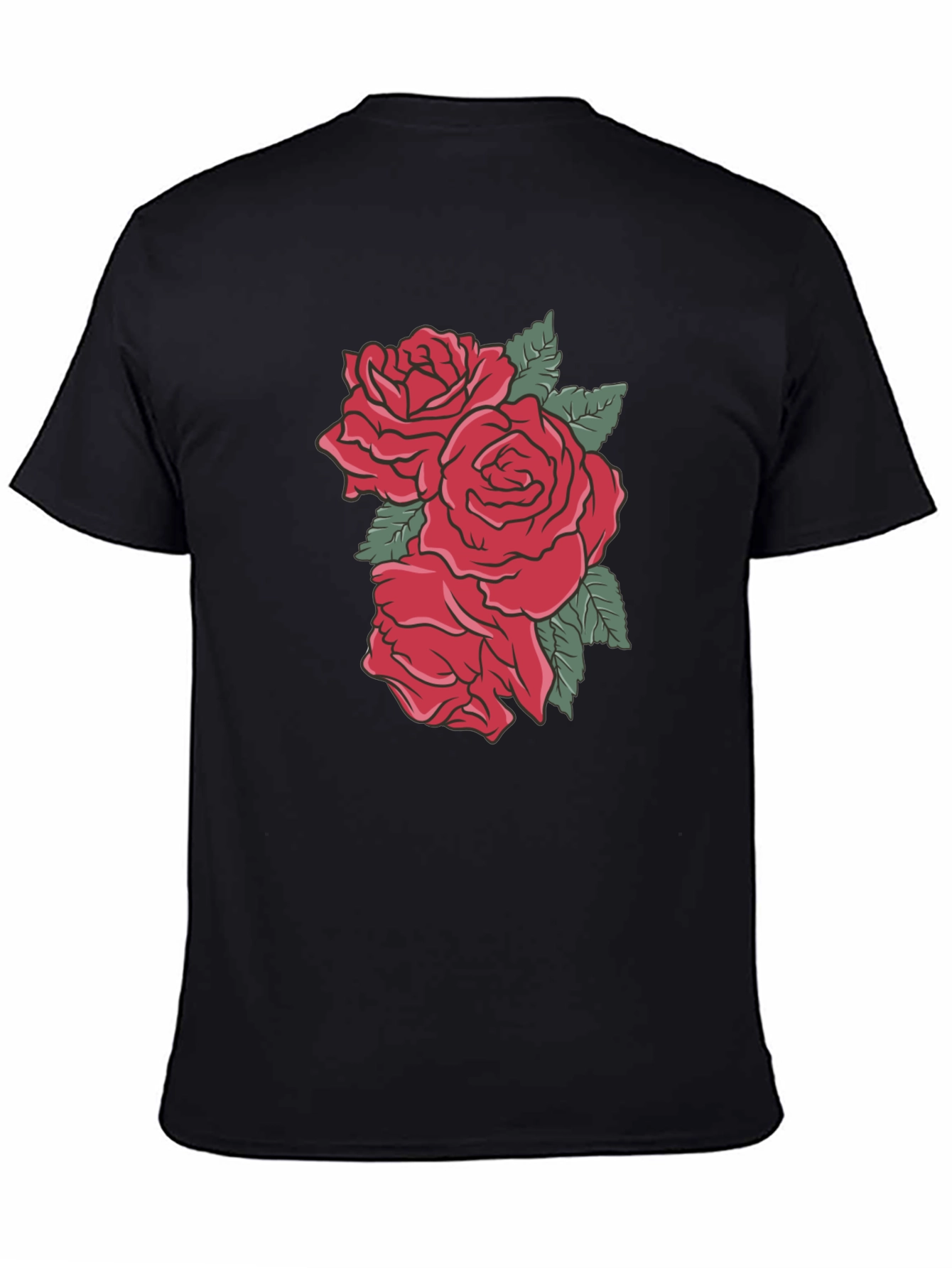 Mens Black T-shirt with Rose Graphic