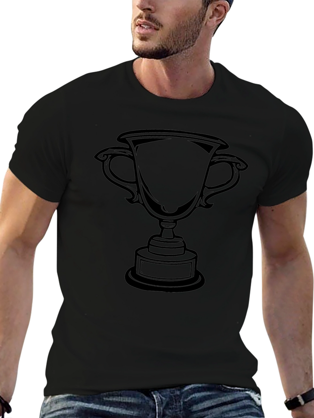 Black Trophy Graphic Tee - Celebrate Victory!
