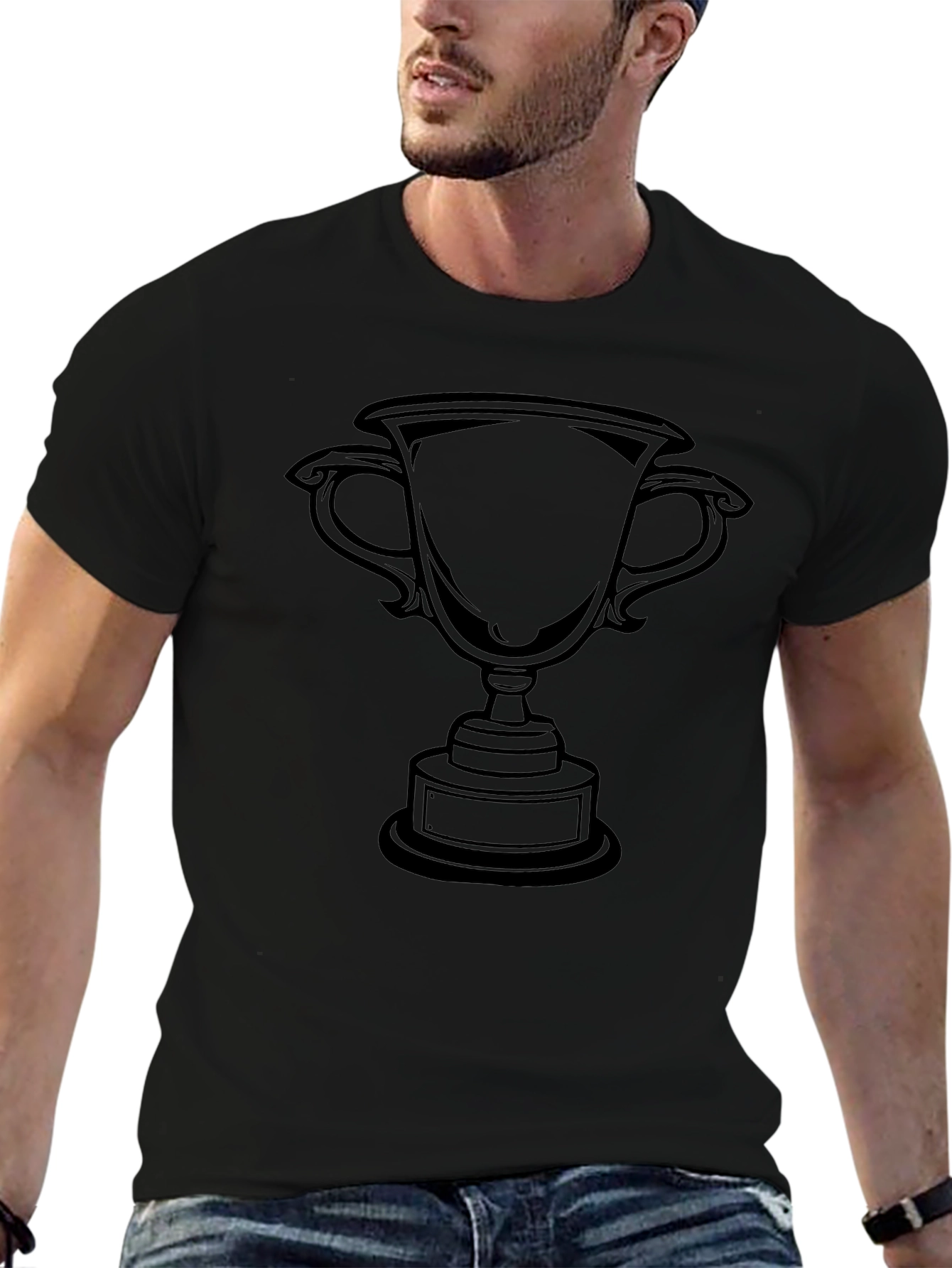 Black Trophy Graphic Tee - Celebrate Victory!