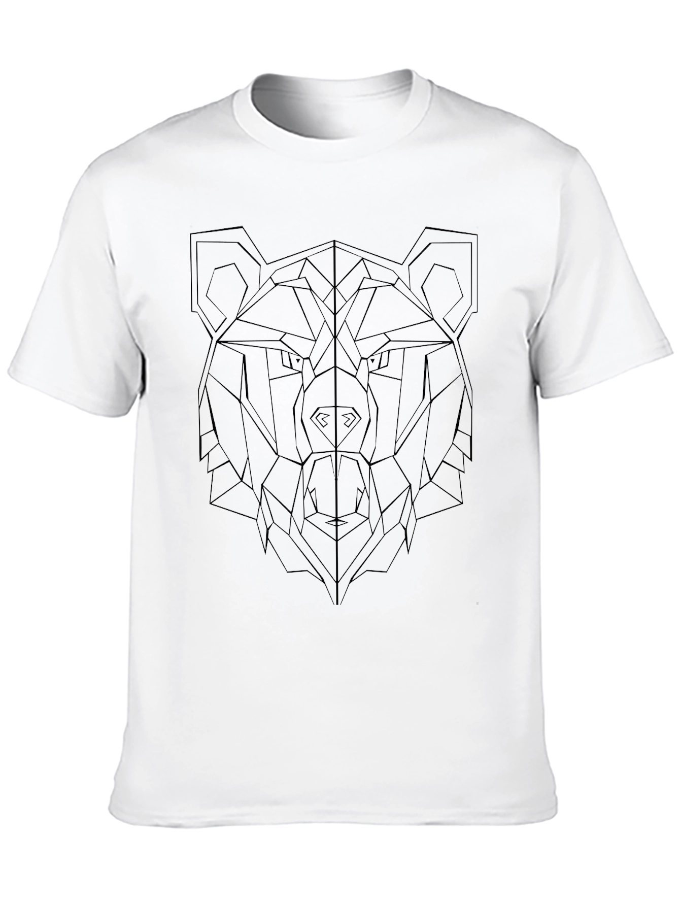 Geometric Bear Graphic Black T-Shirt