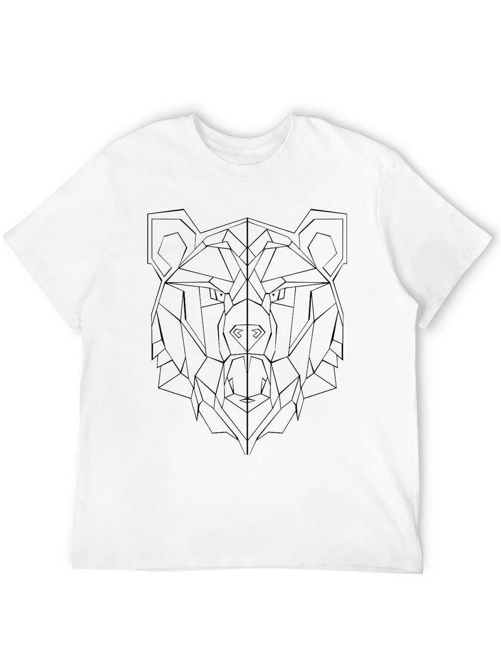 Geometric Bear Graphic Black T-Shirt