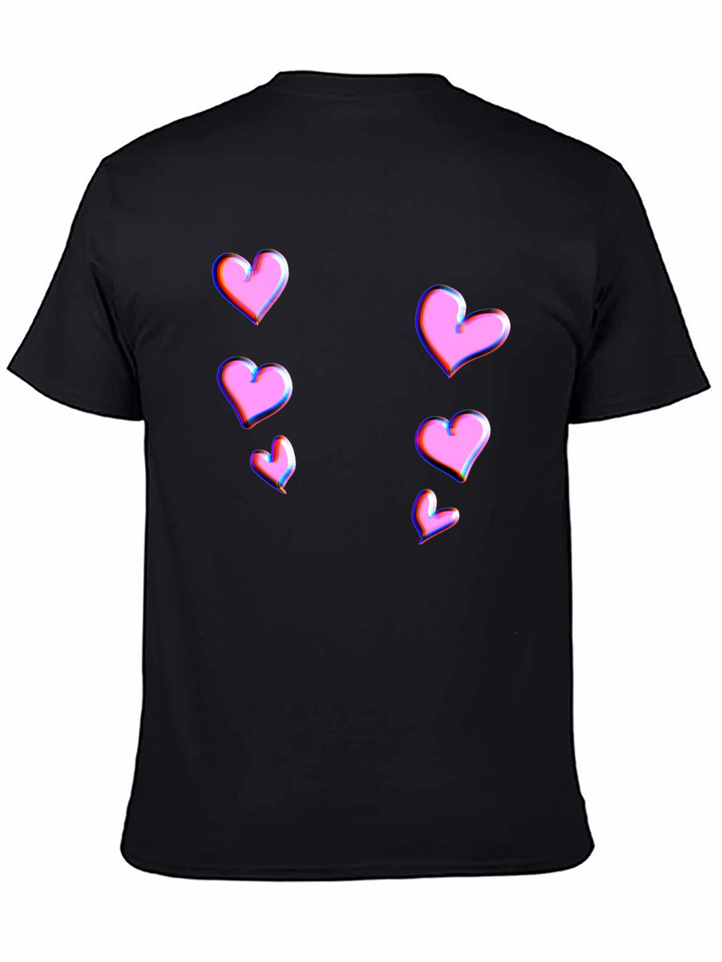 Trendy Black T-Shirt with Pink Heart Design