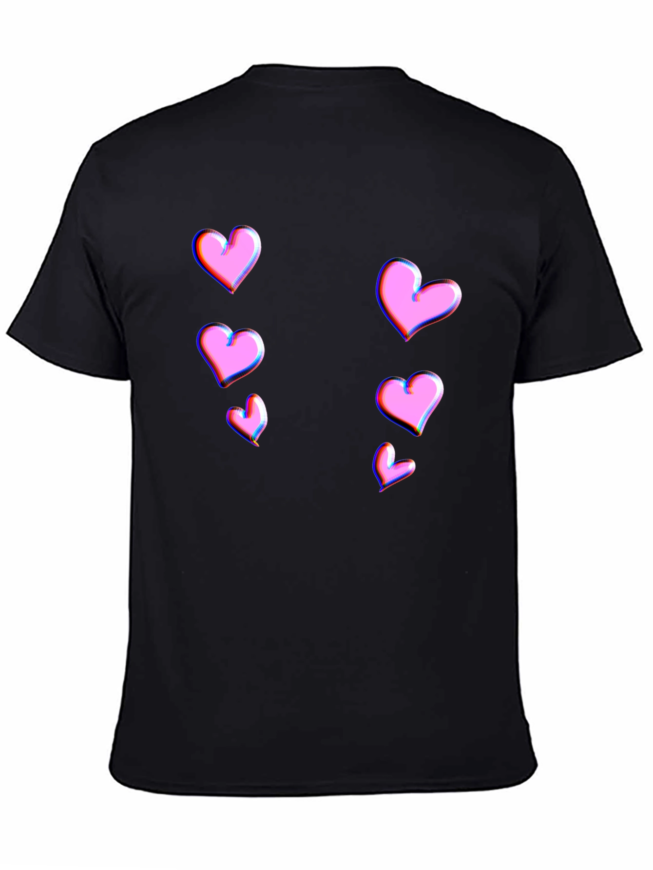Trendy Black T-Shirt with Pink Heart Design