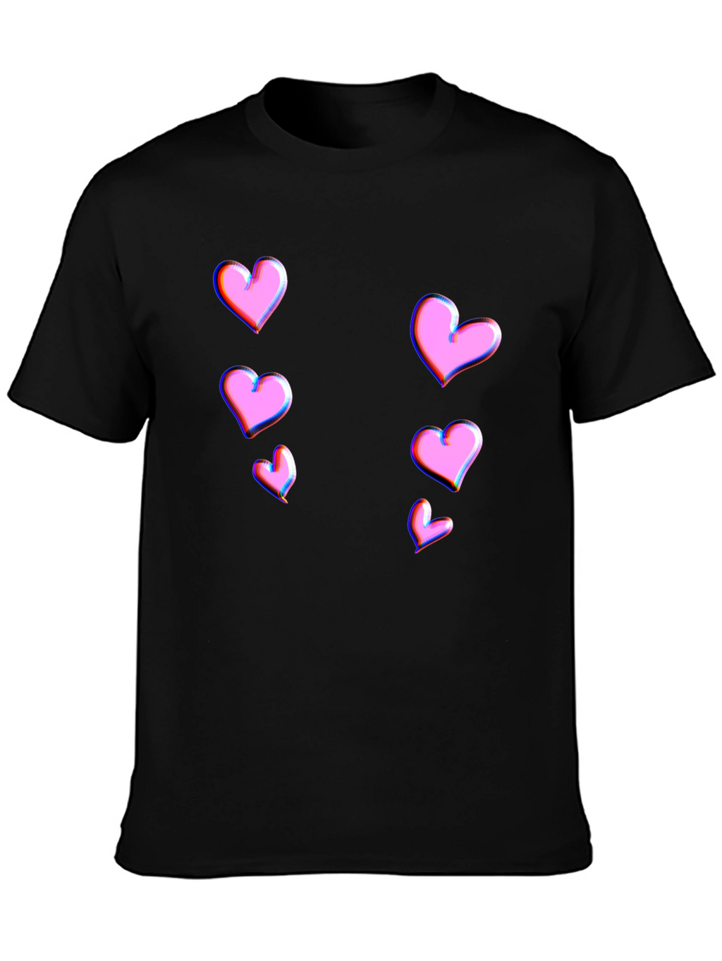 Trendy Black T-Shirt with Pink Heart Design