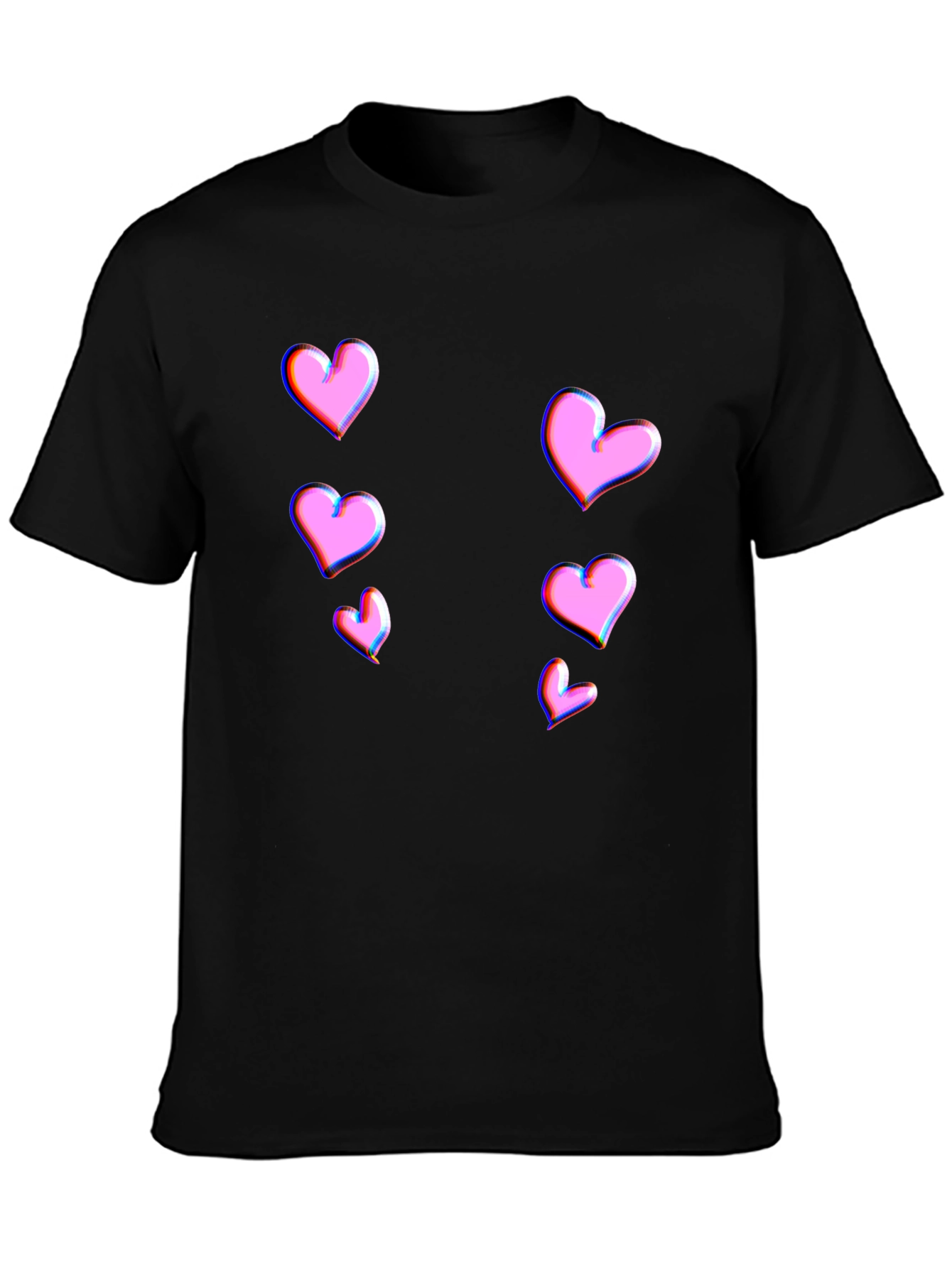 Trendy Black T-Shirt with Pink Heart Design