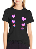 Trendy Black T-Shirt with Pink Heart Design
