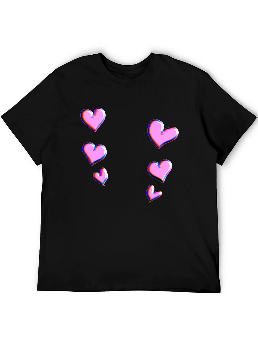 Trendy Black T-Shirt with Pink Heart Design