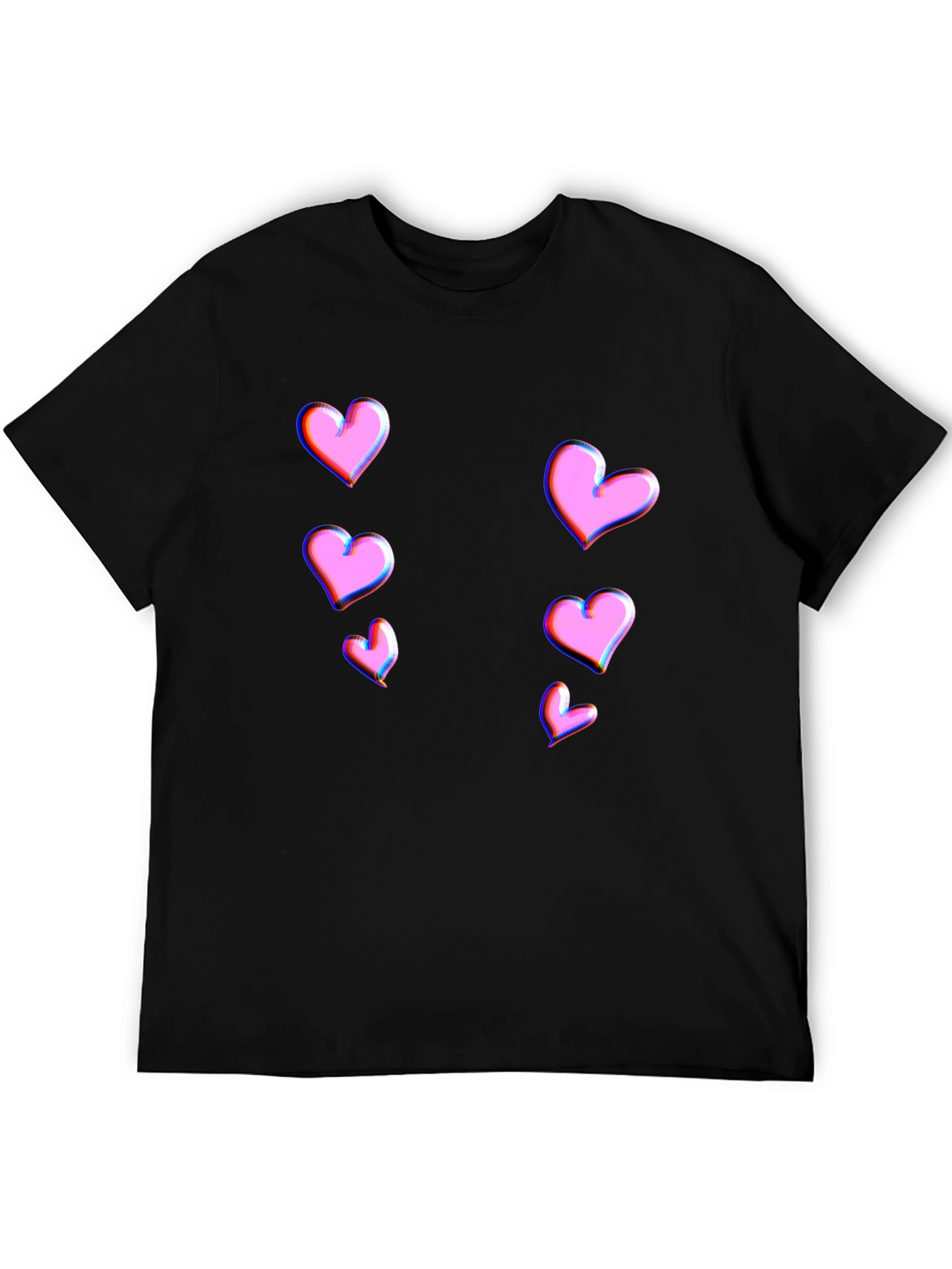 Trendy Black T-Shirt with Pink Heart Design