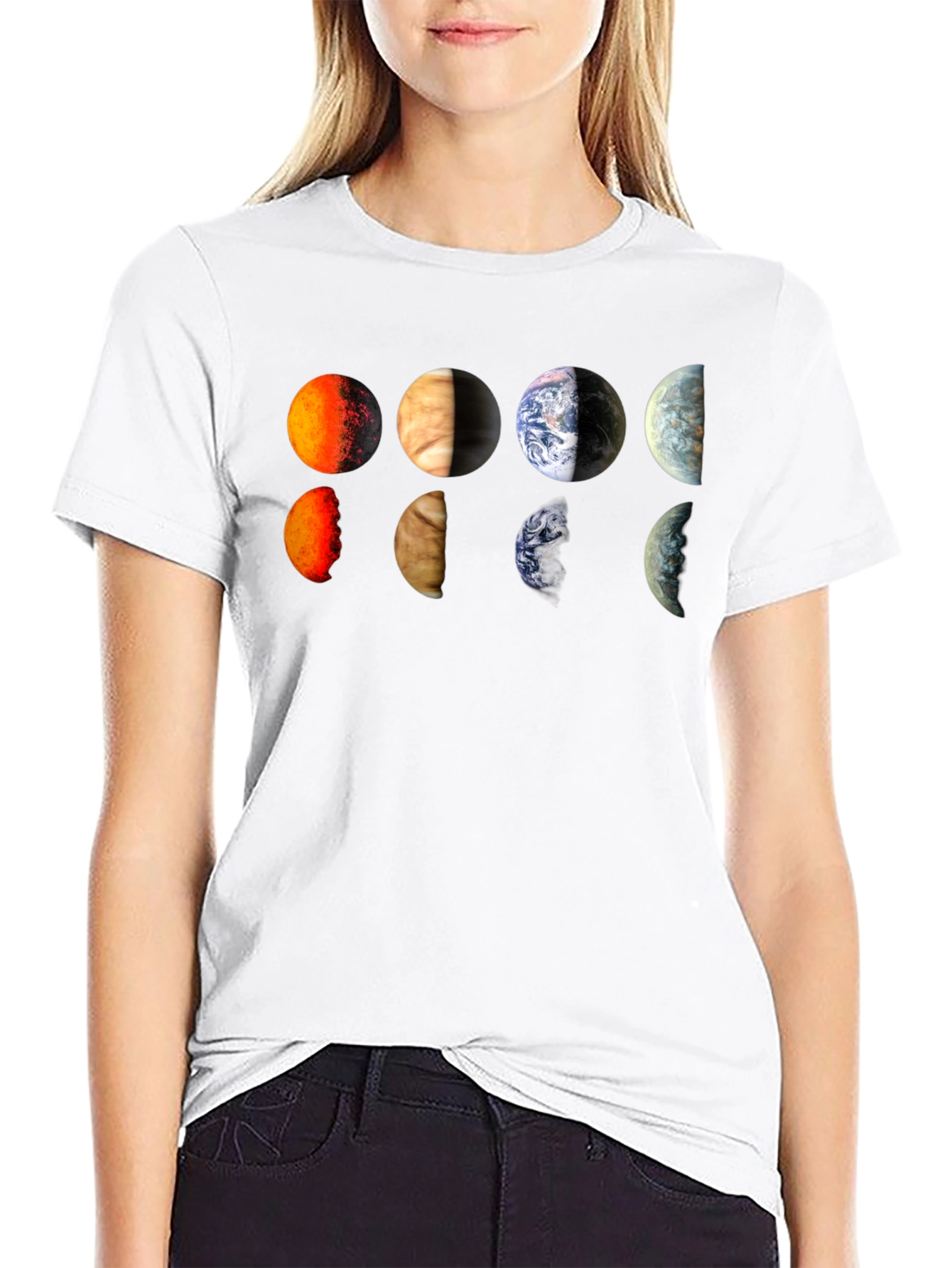 Planets Graphic Tee - Black Cotton T-Shirt