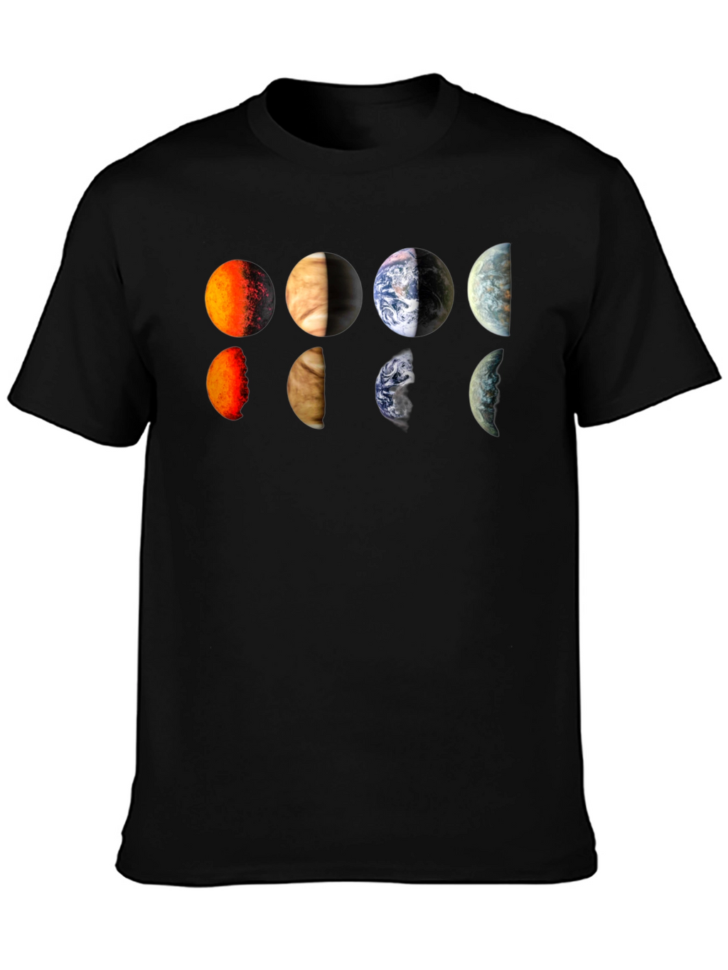 Planets Graphic Tee - Black Cotton T-Shirt