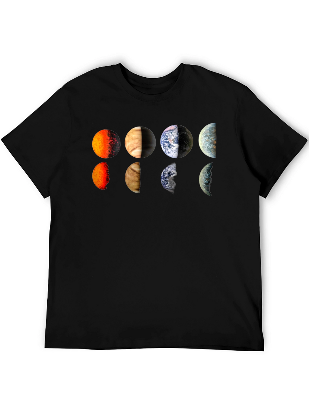 Planets Graphic Tee - Black Cotton T-Shirt