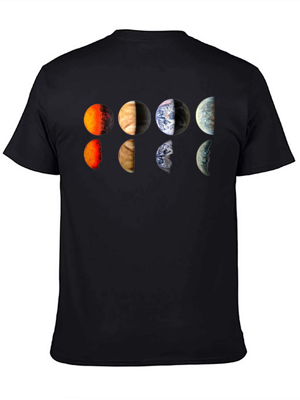 Planets Graphic Tee - Black Cotton T-Shirt