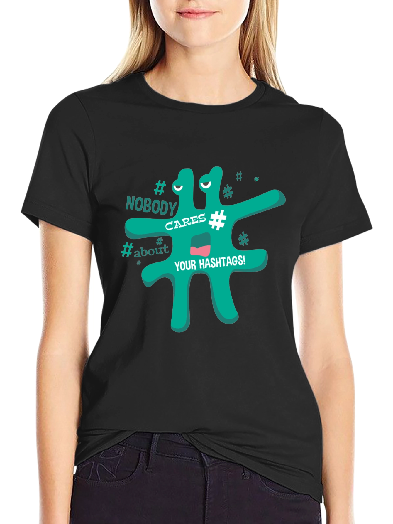 Funny Hashtag Graphic Mens Black T-Shirt
