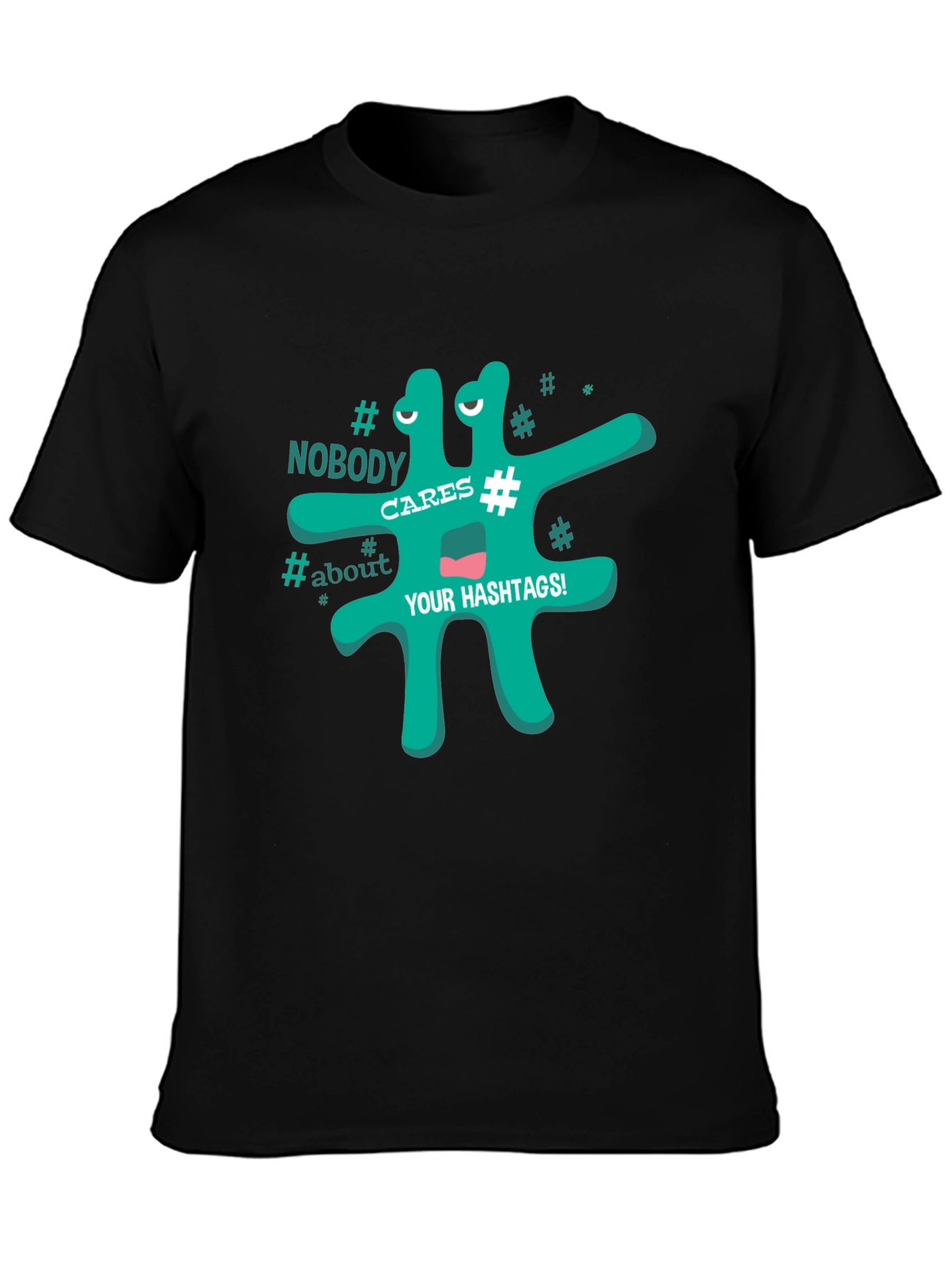 Funny Hashtag Graphic Mens Black T-Shirt