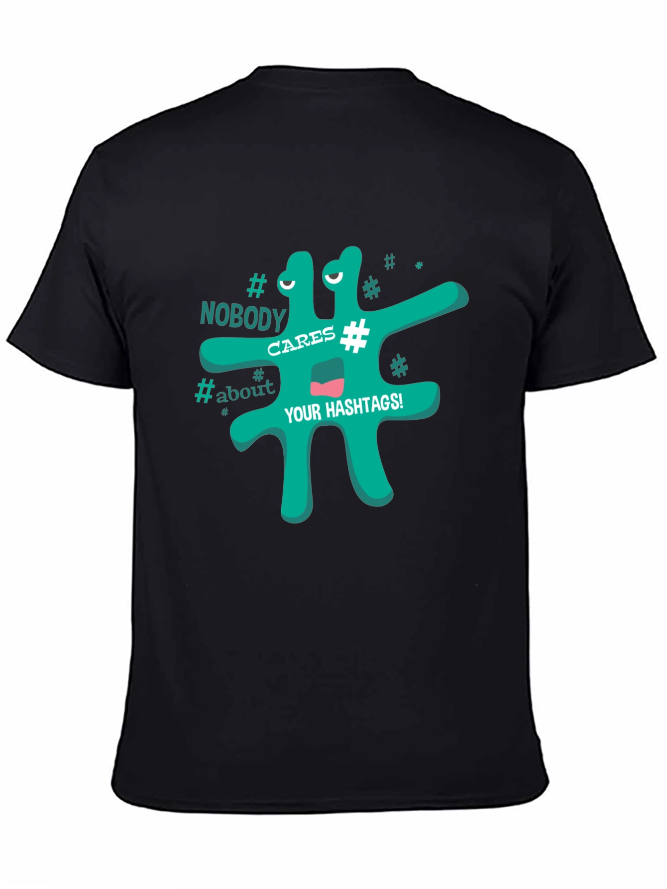 Funny Hashtag Graphic Mens Black T-Shirt