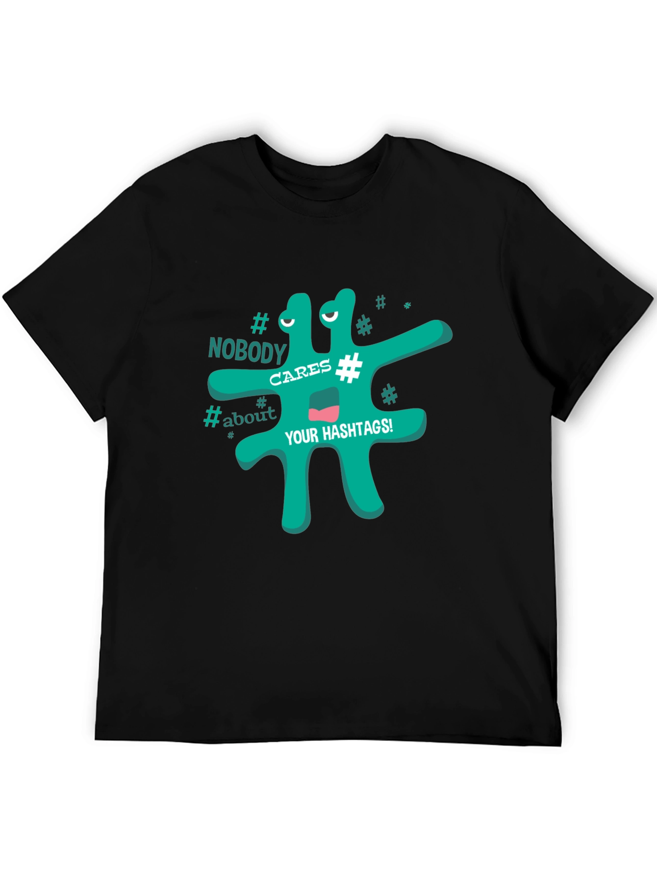 Funny Hashtag Graphic Mens Black T-Shirt