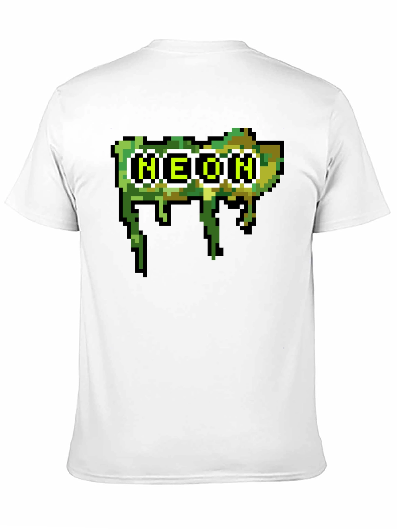 Pixelated Neon Text Black Tee