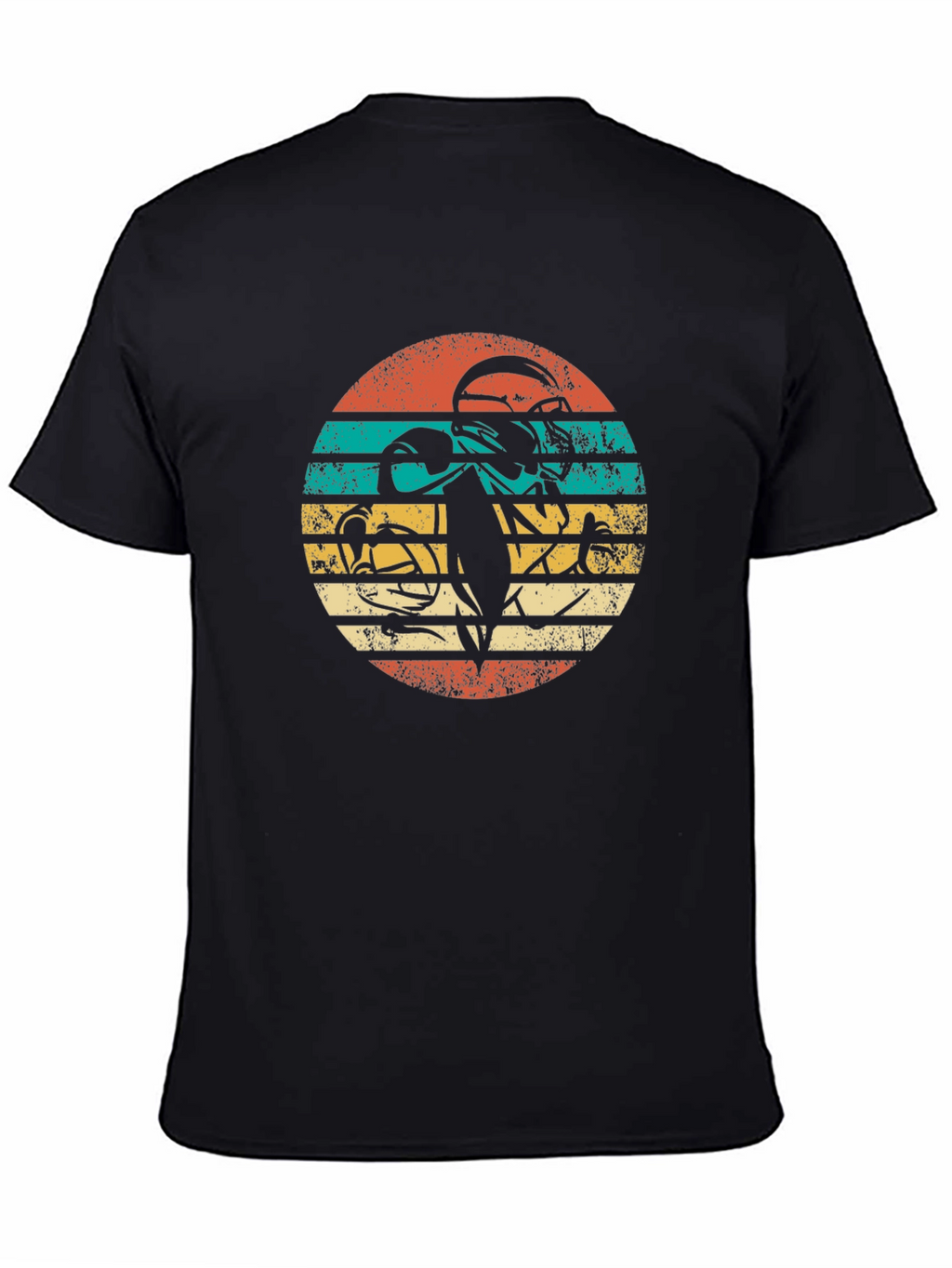 Retro Football Player Graphic Tee - Black