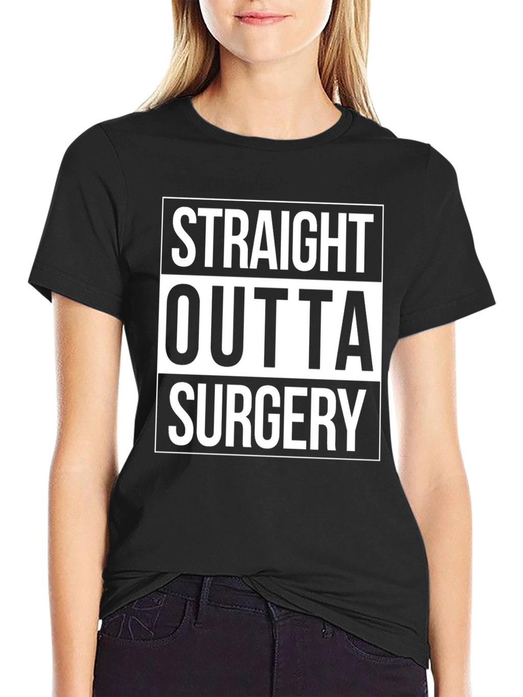 Straight Outta Surgery Graphic Tee - Black Cotton
