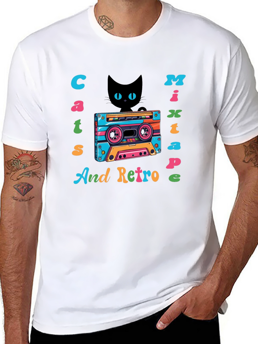 Cats Mixtape Retro Graphic Tee