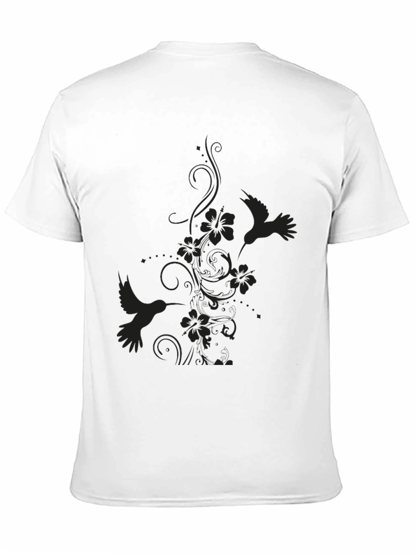 Hummingbird Floral Black T-Shirt