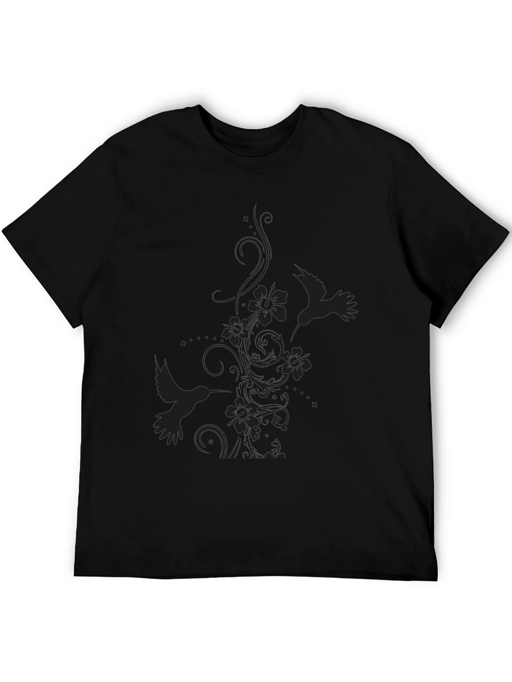 Hummingbird Floral Black T-Shirt