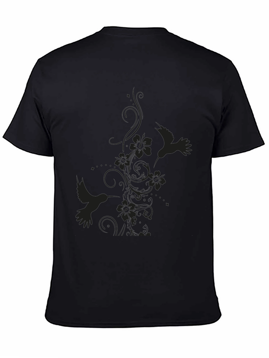 Hummingbird Floral Black T-Shirt