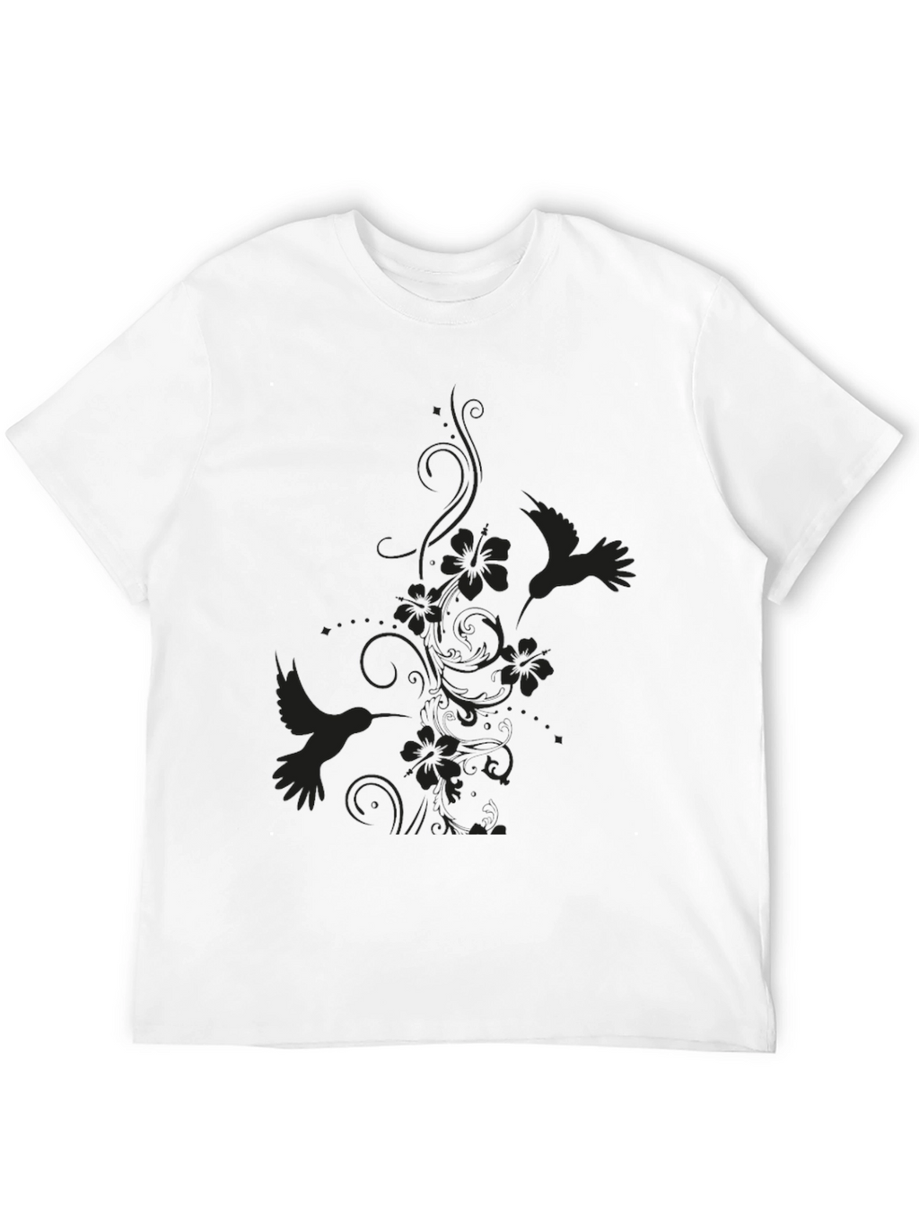 Hummingbird Floral Black T-Shirt
