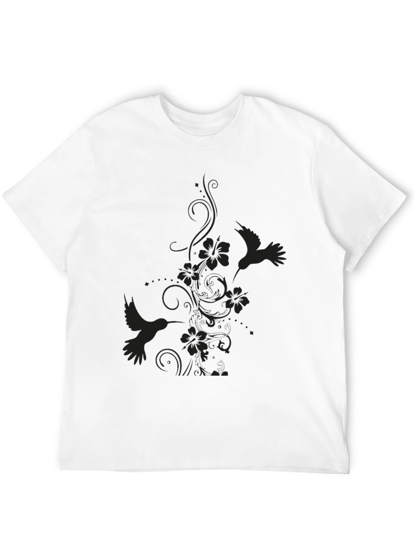 Hummingbird Floral Black T-Shirt