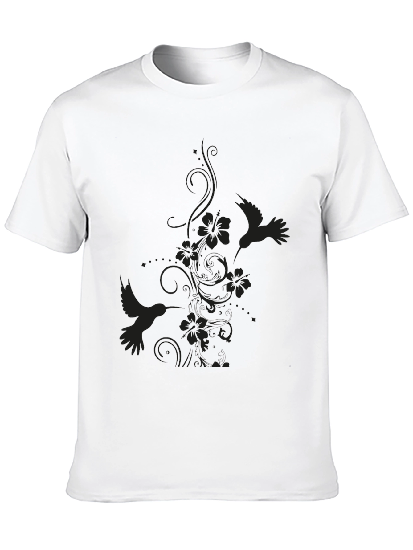 Hummingbird Floral Black T-Shirt